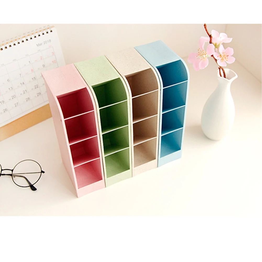 Table Pen Container Four Grid Portable Decoration Desk Organizer