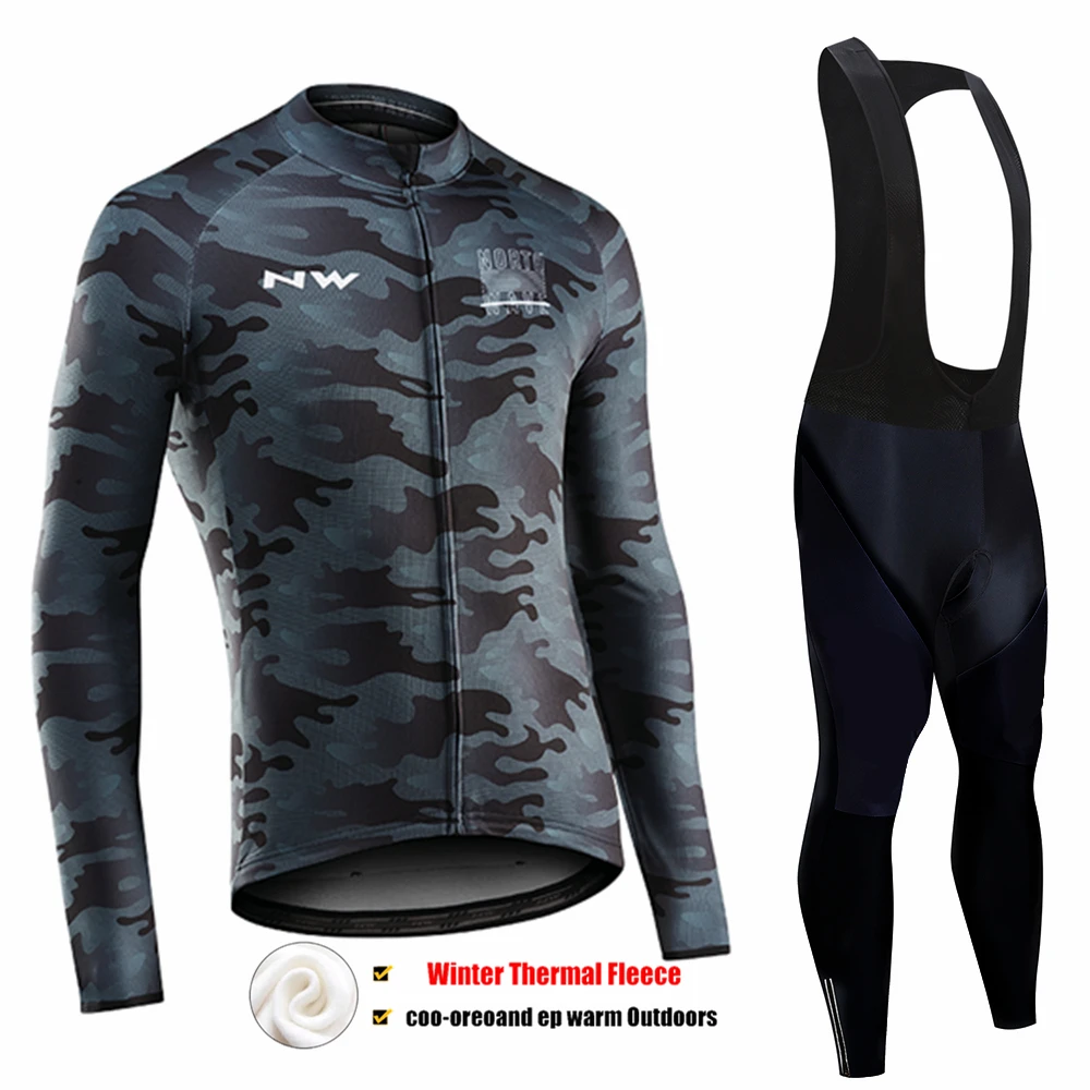 Pic Color Northwave зимняя одежда для велоспорта с длинным рукавом Джерси NW мужская команда теплая куртка комплект MTB Одежда термо флис Ropa Ciclismo - Цвет: Pic Color