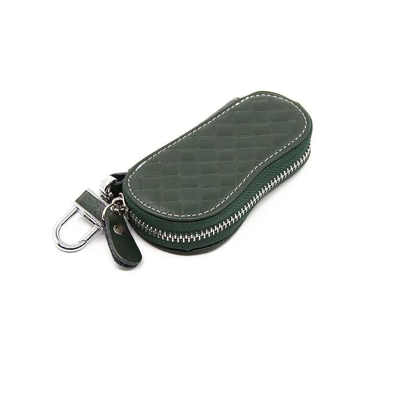Plaid deep green Vento Marea натуральная кожа мужские женские кошельки для ключей короткая подушка из воловьей кожи ID держатель для карт на молнии многофункциональный автомобильный брелок кошелек - Цвет: Plaid deep green