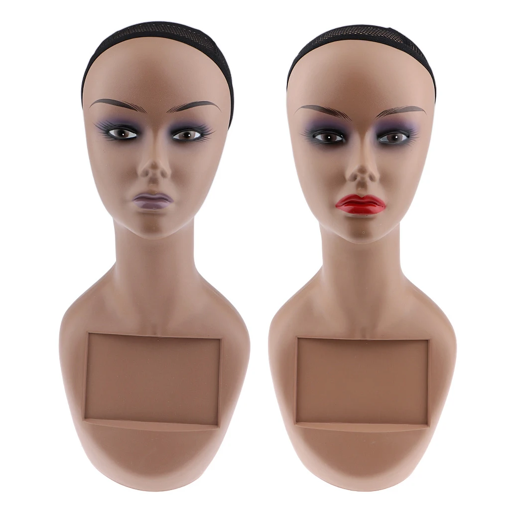 2pcs Female Mannequin Head with Shoulder for Wigs, Hats, Sunglasses Jewelry Display