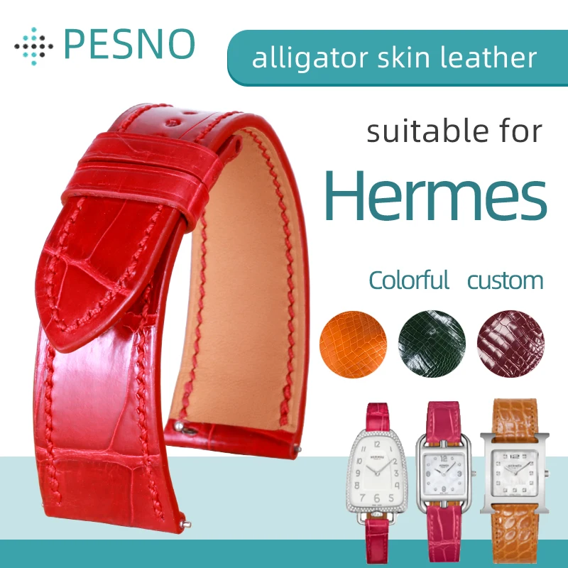 Pesno Beautiful Colorful Crocodile Leather Customizd Watch Band Cinturini Per Orologi Da Donna Adatti Per Hermes-H Hour Hh1.810