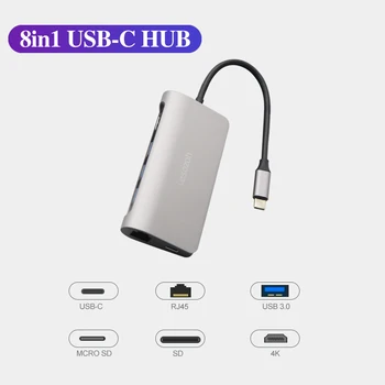 

Lesozoh USB 3.1 Type-C Hub To HDMI Adapter 4K Thunderbolt 3 USB C Hub RJ45 with Hub 3.0 TF SD Reader Slot PD for MacBook Pro