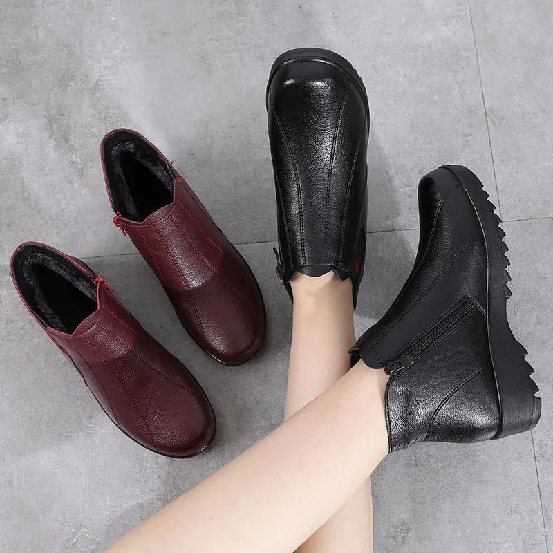 2021 Women's Winter Boots Ankle Warm Shoes New Brand Fashion Ankle Boots High Quality Ladies Shoes Chunky Large Size