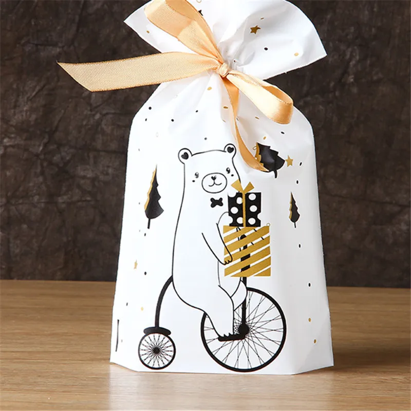 3/6 шт. Санта Рождественский подарок сумки конфеты печенье сумка-кисет, рождественские украшения для дома, Noel год с утолщённой меховой опушкой - Цвет: White Bear