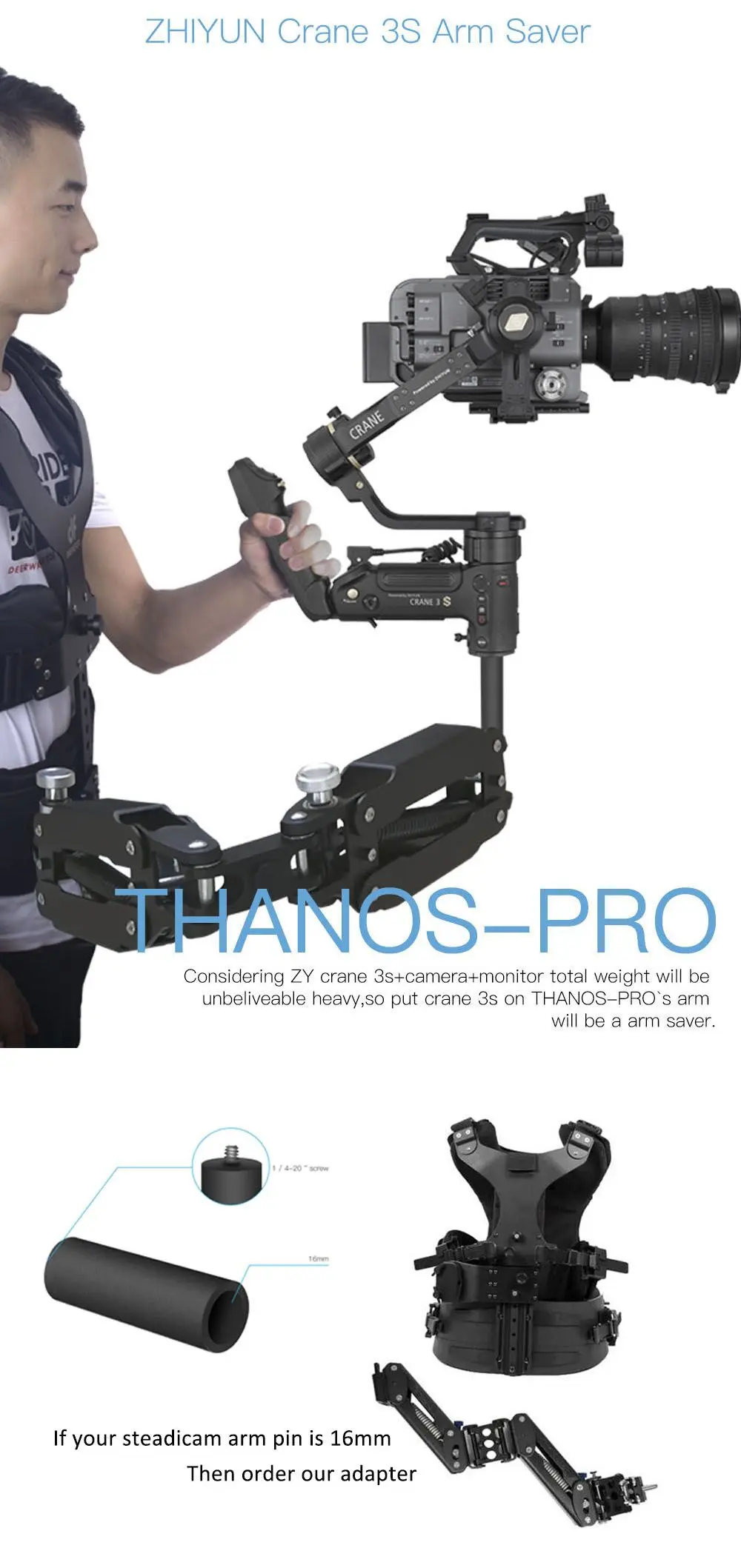 Digitalfoto Thanos-pro Steadicam Z Axis Professional Easyrig Readyrig