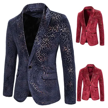 

New Design Gilding Men Wedding Groom Tuxedo Slim Fit Suits Men Prom Dress Blazers Presenter Stage Formal Suits Big Size Costumes