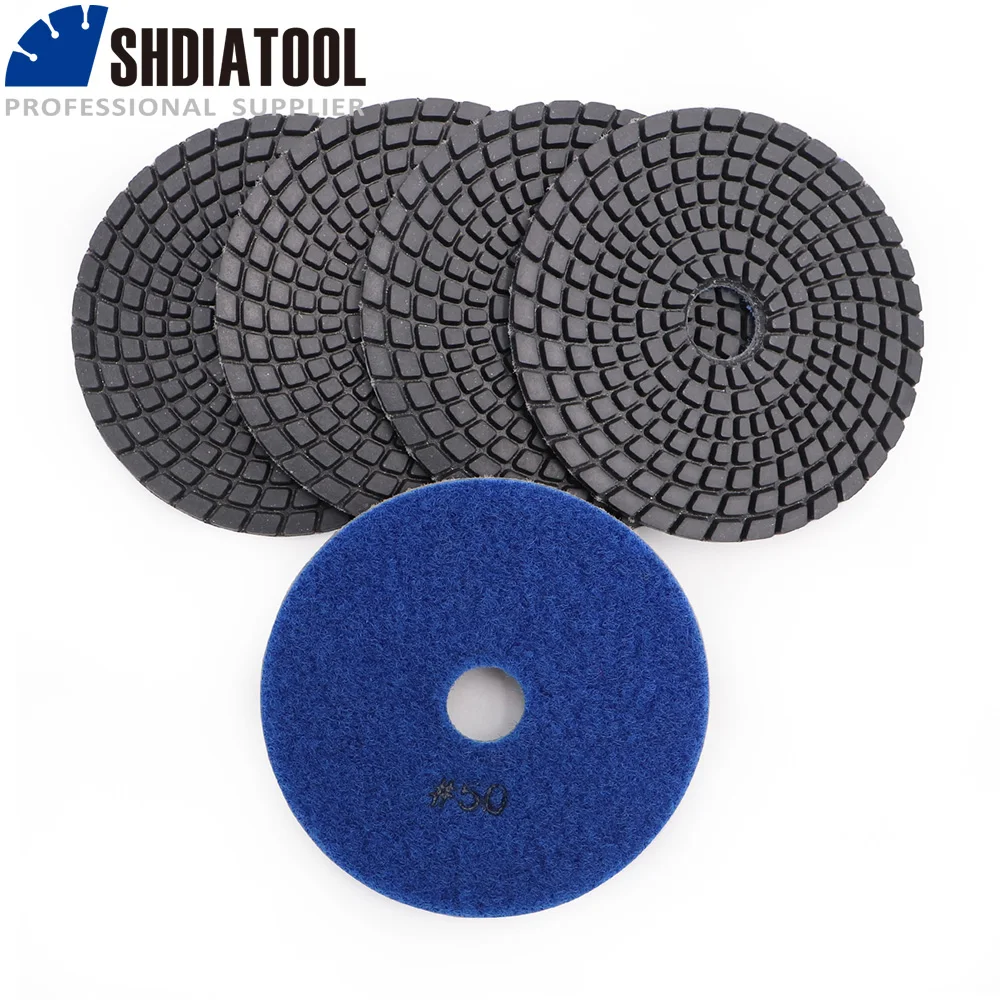 

SHDIATOOL 5pcs 4" Professional diamond polishing pads #50 Granite marble tile 100MM Sanding disc for stone