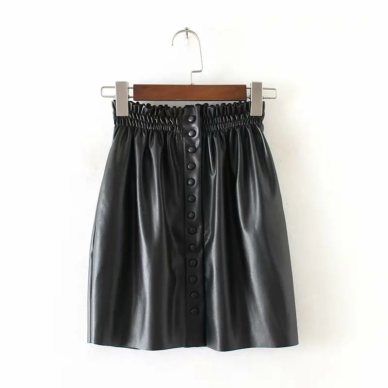 

2020 spring fashion new pleats leisure elastic belt skirt single breasted reverse Plush Sexy Mini Skirt