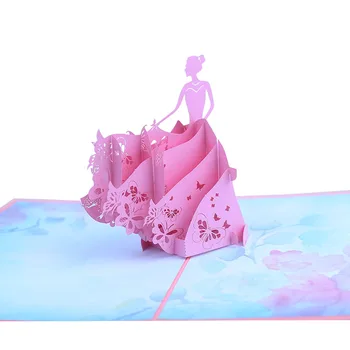 

10 PCS 3D Pop-Up Cards Dancing Girl Birthday Gift Card for Girl with Envelope Sticker Greeting Cards
