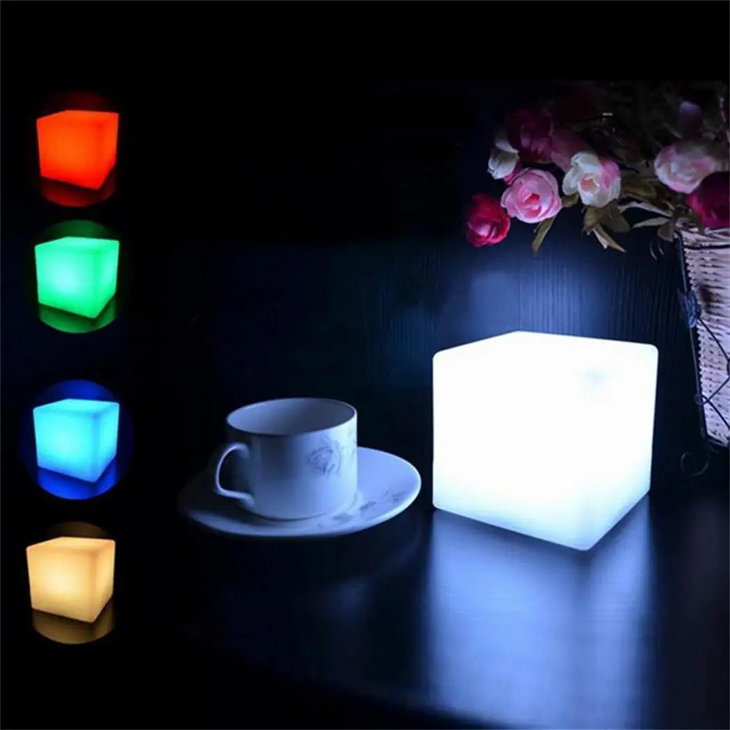 

Colorful Changing Night Light Square Cube 4.5V LED Mood Lamp 3 x AAA Batteries (Not Included) Room Dcor