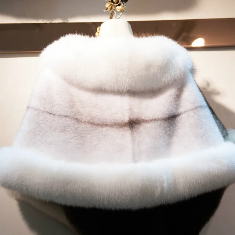Luxury Women Ladies Winter Real Mink Fur Cape Shawl Genuine Fur Wedding Party Bride Wedding Dress Cape Warm
