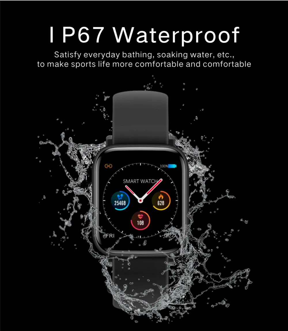 Q10 Смарт-часы фитнес-трекер для измерения сердечного ритма группа для мужчин и женщин полный сенсорный экран двойной ремешок сменный IP67 Водонепроницаемый Smartwatch