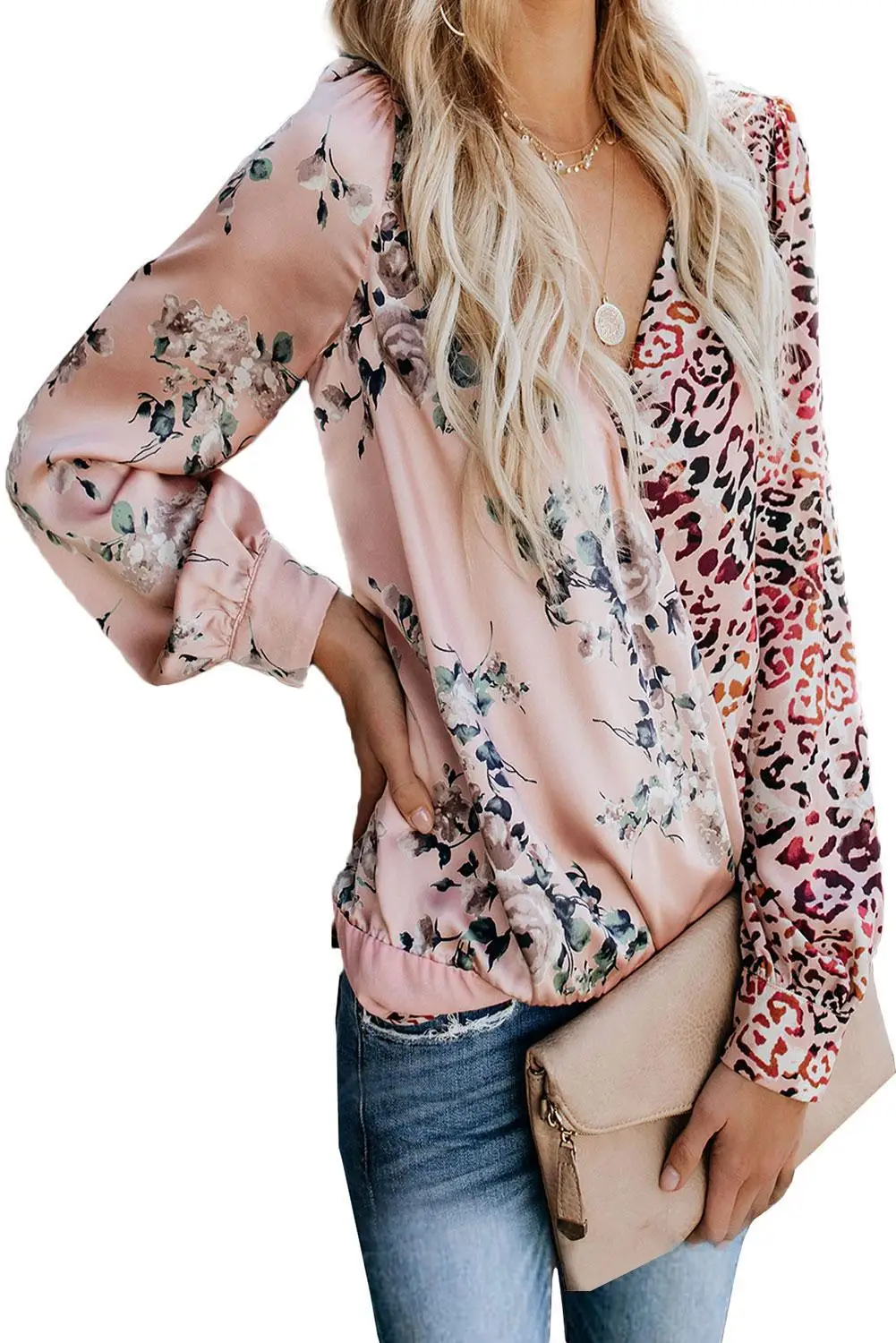 New Leopard Print Contrast V-neck Long Sleeve Blouse Women's Joker Shirt In Spring and Summer Womens Tops Plus Size Clothes 2020 - 4.00062E+12