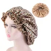 1PC Double Layer Silk Bonnets Elastic Reversible Extra Large Satin Sleeping Cap for Curly/Natural  Hair Women Girl Head Wrap ► Photo 2/6