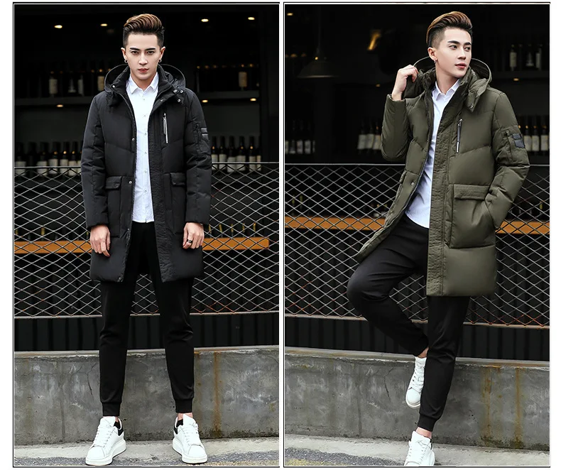 New Style Work Clothing down Jacket Men Mid-length Thick Large Size Middle-aged MEN'S Winter Coat Men's