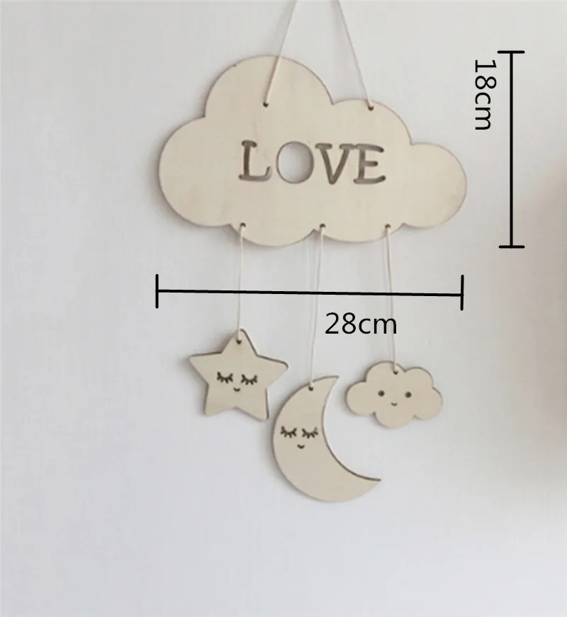INS Деревянный Луна Звезды детская спальня декор Висячие игрушки облака новорожденных висячие украшения кроватка кровать колокольчик Детская комната украшения