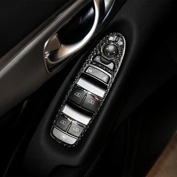 

2PCS For Infiniti Q60 Auto Interior Carbon Fiber Car Window Control Switch Panel Decor Frame Cover Trim Stickers Car Accessories