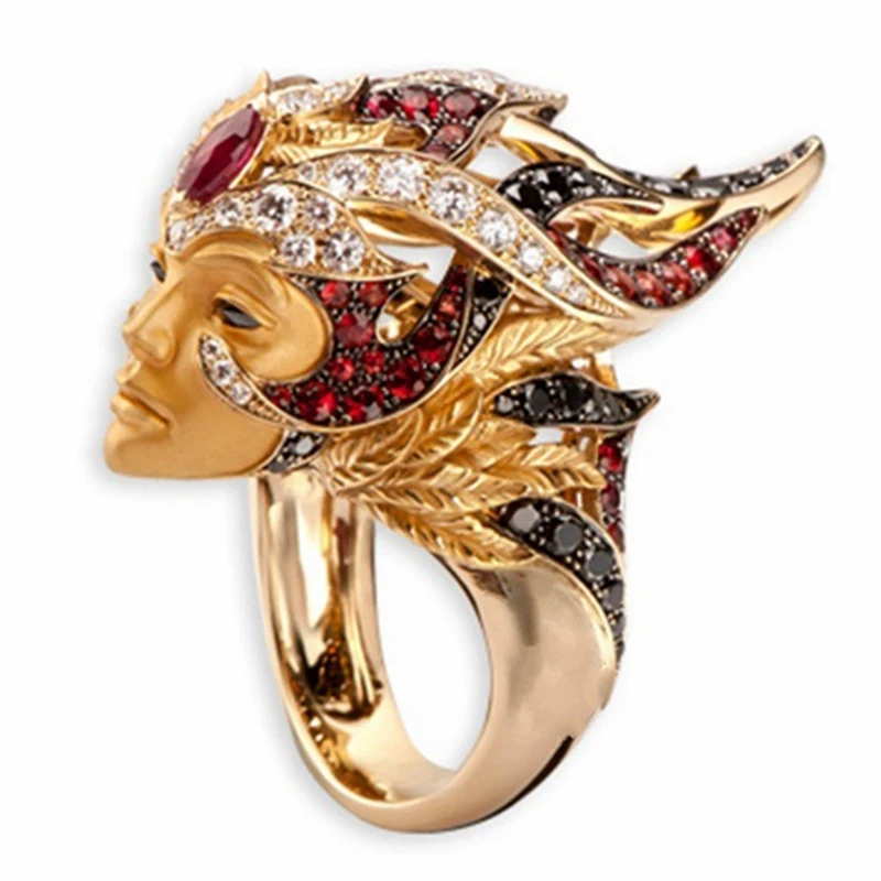 Ретро панк циркониевое Королевское кольцо для женщин и мужчин 3D портретное модное креативное индивидуальное винтажное изображение императрицы для лица Ювелирное кольцо