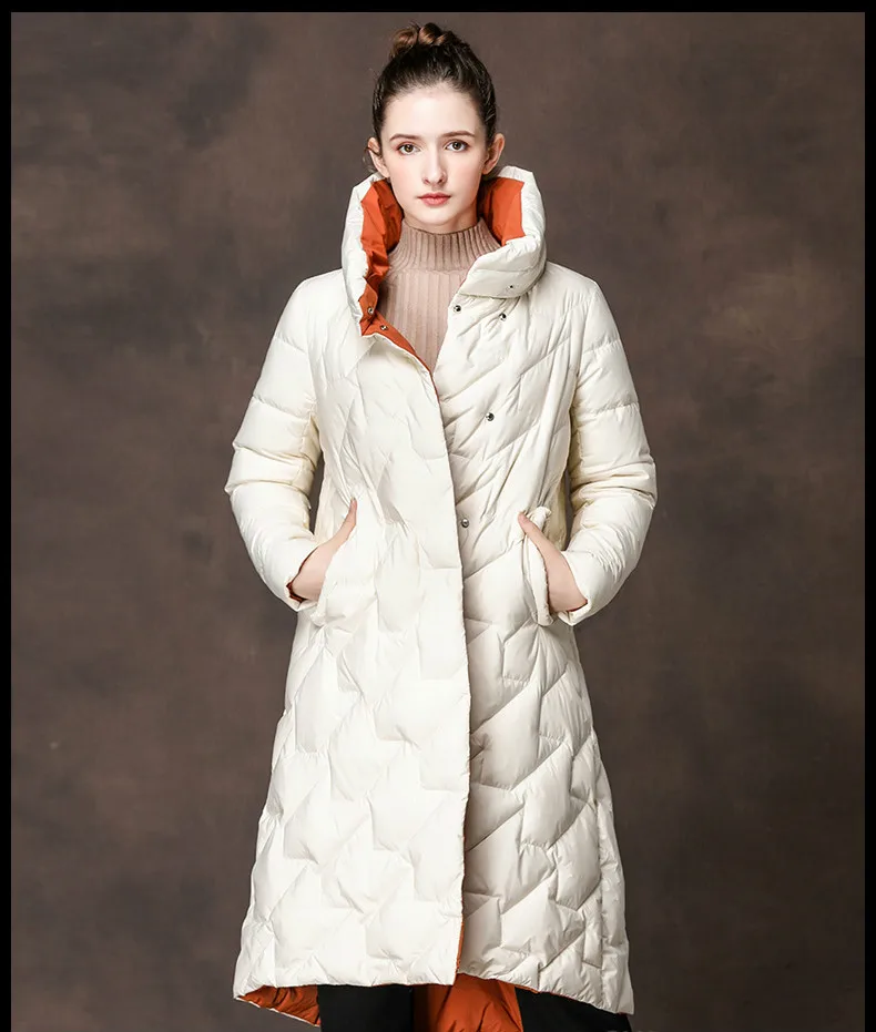 AYUNSUE женский пуховик 90% длинное пальто осенне-зимняя белая куртка на утином пуху для женщин Chamarras De Mujer YMY18036 KJ2939