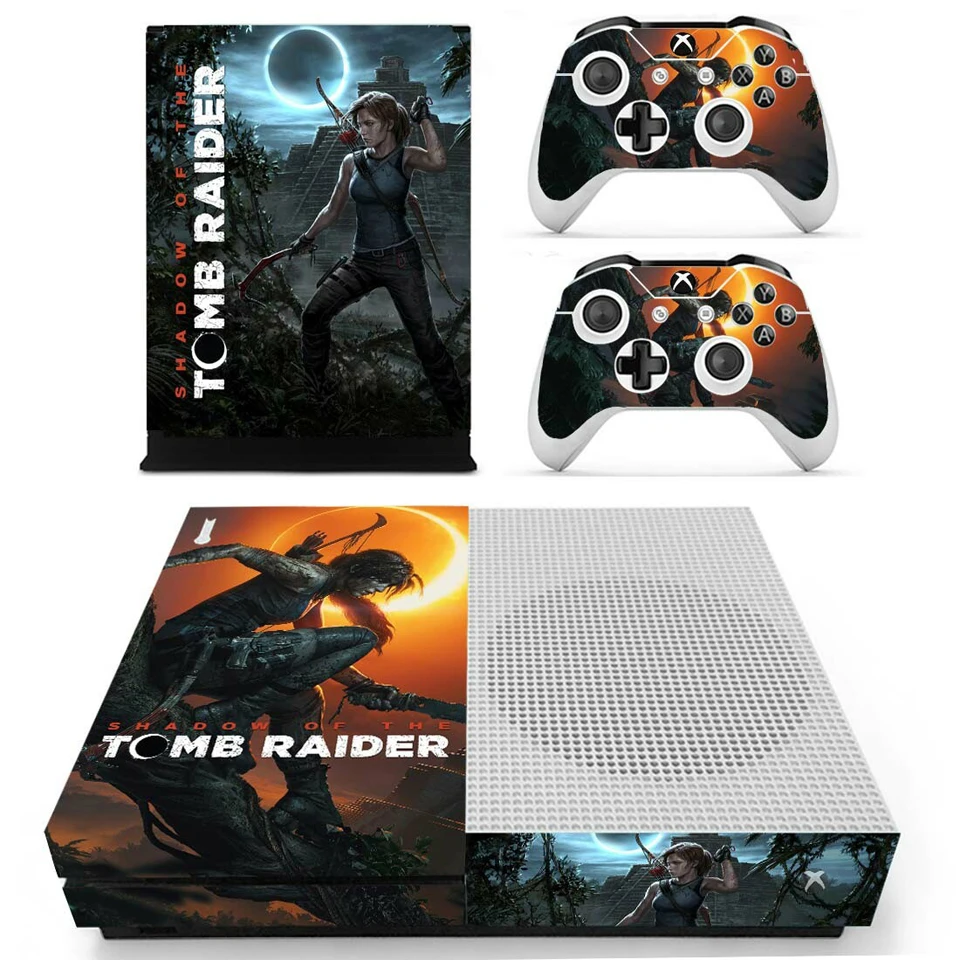 YS-xboxoneS-1654 Tomb Raider Vinly наклеивающиеся Переводные картинки для детей xbox One S консоль с двумя беспроводными контроллерами кожи - Цвет: YS-xboxoneS-1654