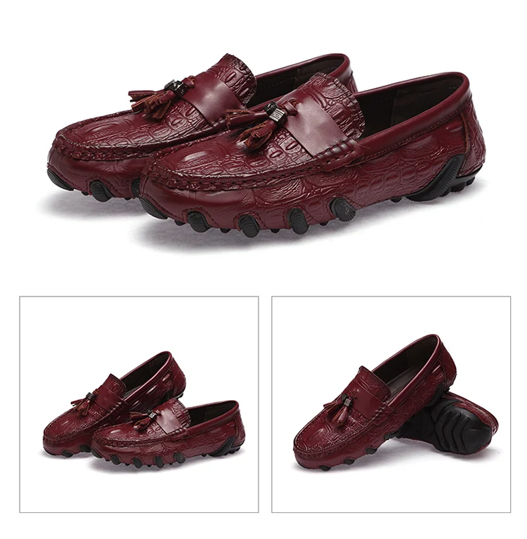 Reddish brown Новые мужские повседневные мужские туфли-мокасины; модные водонепроницаемые мокасины; коллекция года; Мужская классическая обувь без шнуровки; лоферы; Дизайнерские мужские кроссовки - Цвет: Reddish brown