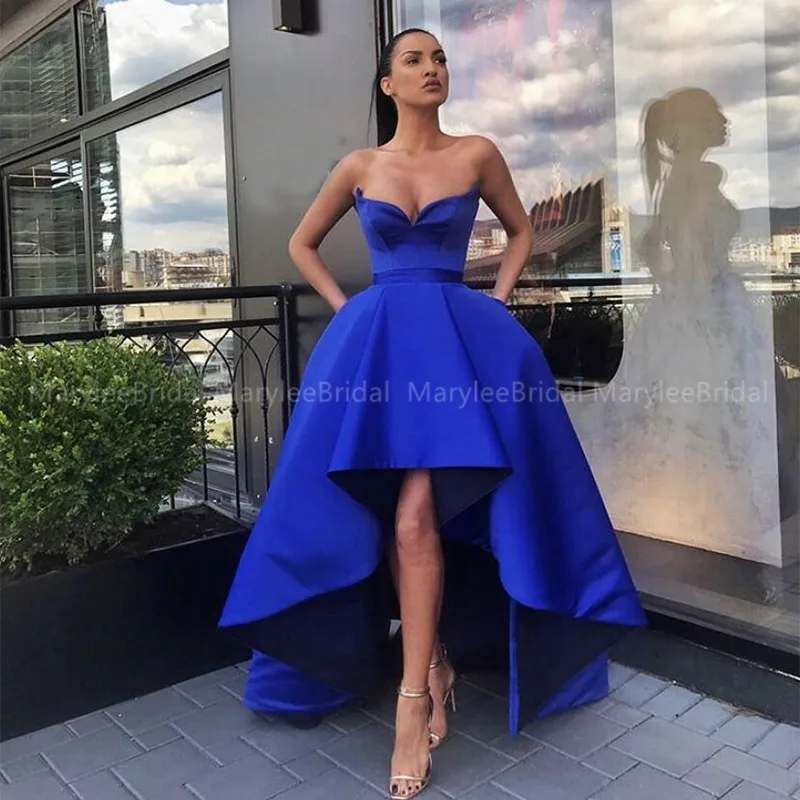 royal blue satin dress short