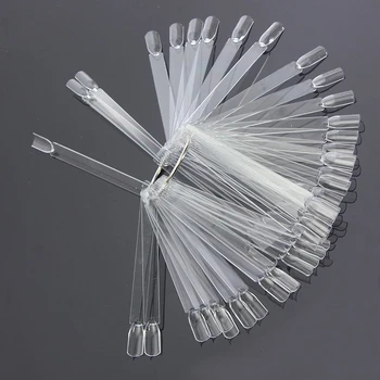 

50pcs/set Transparent Nail Art Tips Display Practice Sticks Fan Shaped Nail Polish Swatches Nail Color Sample Nail Art Tools