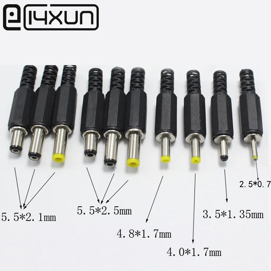 EClyxun 5 шт. 5x2 1 4 8x1 7 0x1 3 5x1 35 2 5x0 180 x мм Штекерный разъем питания постоянного тока вилки