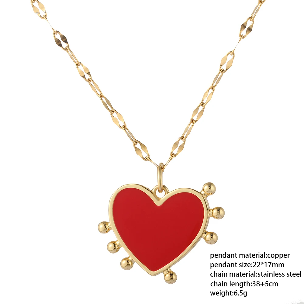 Red Heart Love Pendant Necklace for Women Choker Long Chains Neck Lace Gold Collar Lovers Gift Boho Party Fashion Jewelry 2021