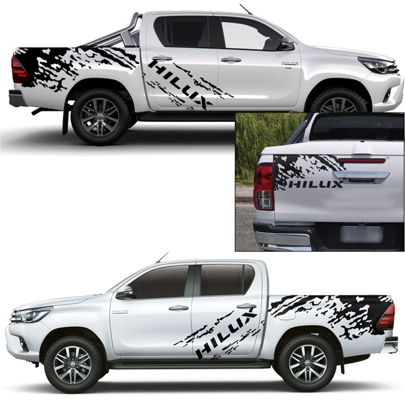 3 шт. mudslinger Боковая дверь задняя дверь 4x4 внедорожный Графический виниловый стикер для автомобиля подходит для toyota hilux 2011