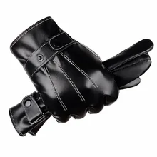 Luvas de tela sensível ao toque à prova de vento quentes de pelúcia de outono e inverno masculino para condução e equitação