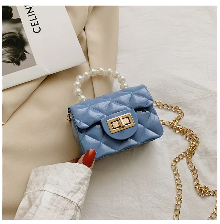 Dikaril Women Mini Handbag New Elegant Shoulder Messenger Portable Chain Bag Girl Cute Bag Pearl Crossbody Rhombus Small Bags