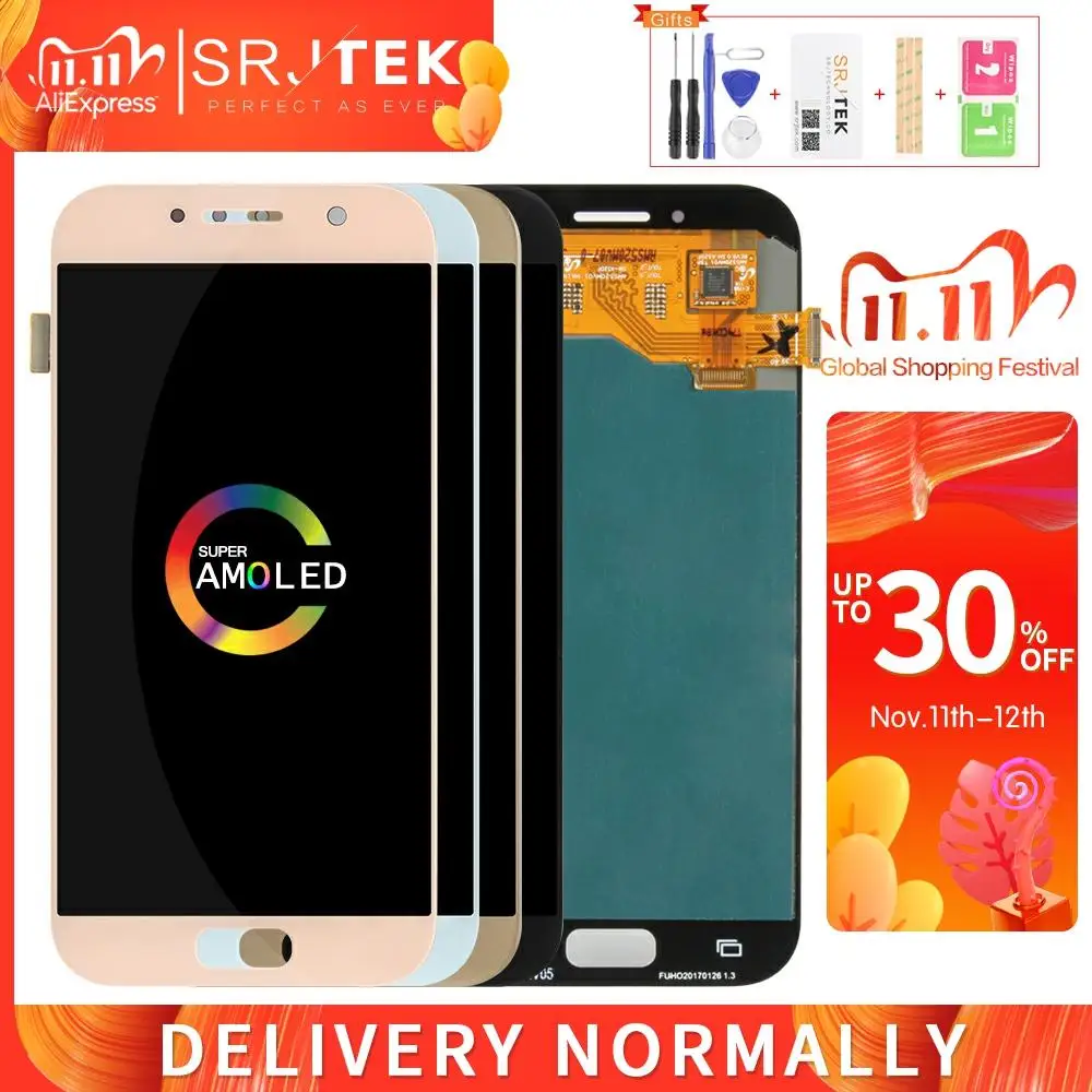 AMOLED для SAMSUNG GALAXY A5 2017 A520 A520F SM ЖК дисплей + сенсорный дигитайзер Сенсорное стекло в