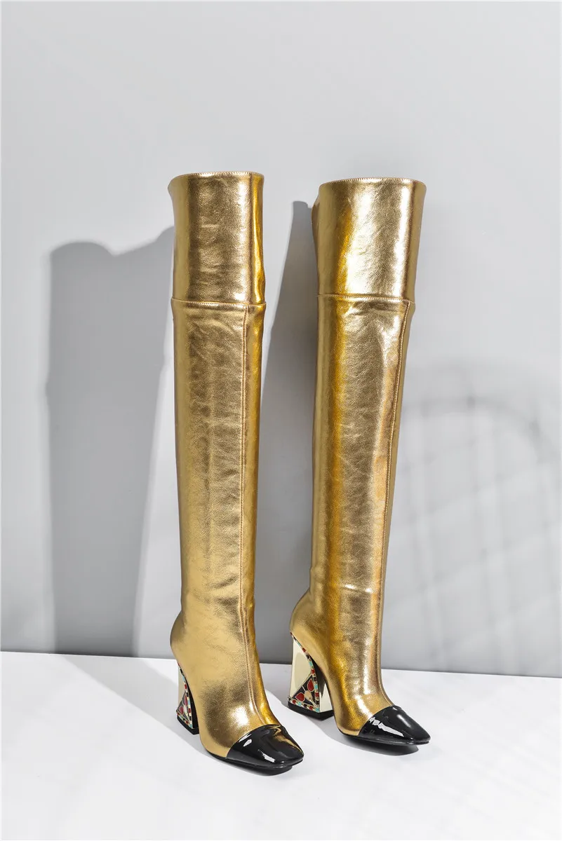FEDONAS/Новинка; высокие сапоги из натуральной кожи; обувь для вечеринок; женские зимние сапоги выше колена; модные сапоги на квадратном каблуке; большие размеры