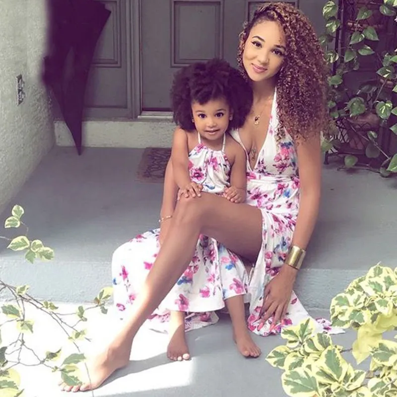 Mother Daughter Matching Dresses Deep V 