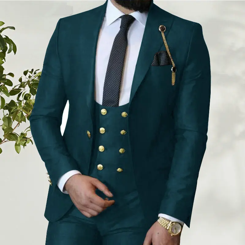 2021 Costume Homme Italian Business Slim Fit 3 Pieces Royal Blue Men\'s Suits Groom Prom Tuxedos Groomsmen Blazer for Wedding