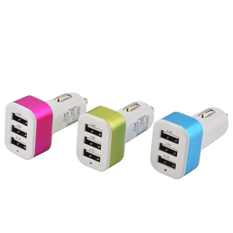 100 шт универсальное тройное USB Автомобильное зарядное устройство USB гнездо 3 порта автомобильное зарядное устройство s для iPhone samsung Ipad DHL Быстрая