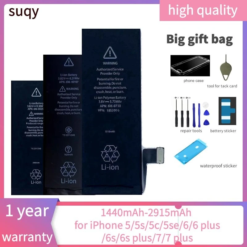 

Suqy for Iphone 5 Battery Batterie for Iphone 7 for Apple Iphone 5 5s 5c Se 6 6 Plus 6s 6s Plus 7 7 Plus Bateria Mobile Battery