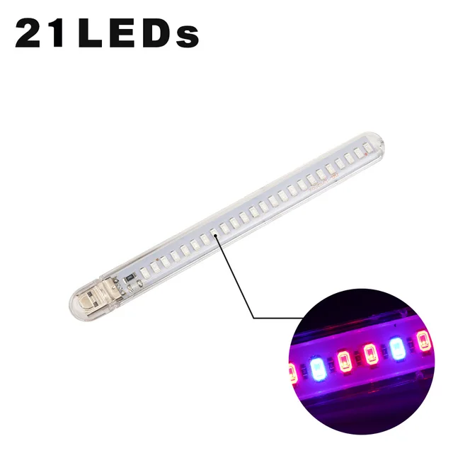 DC5V LED Plant Growing Lamp bulb 21LEDs USB Portable LED Grow Lights Full Spectrum LED Phyto Growth Light for Succulent Plant 21LEDs