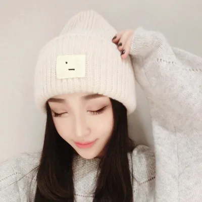 

1 Pcs Korean Square Smiling Face Knitted Caps Autumn Winter Brand Skullies Beanies Lovers Hats For Women And Men 5 Colors