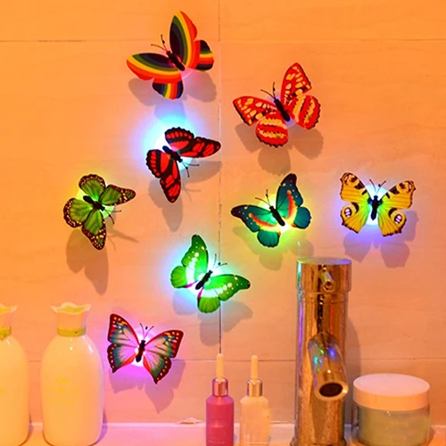 Home Decoration 7 Colors Changing Cute Butterfly LED Night Light Home Room Desk Wall Decor Unique 2