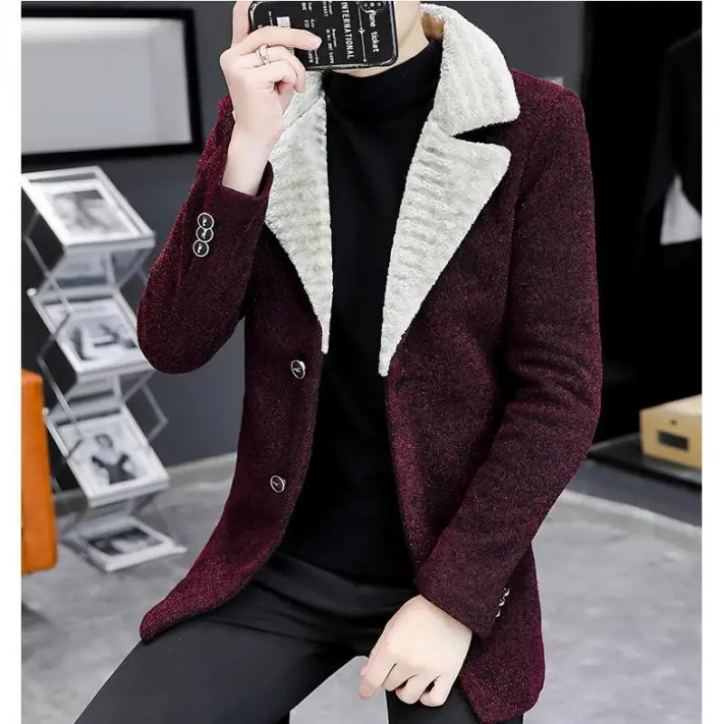 

Бордовые мужские зимние длинные меховые куртки, мягкие приталенные бордовые элегантные пальто, бархатные теплые белые тренчи с меховым воротником, темно-синие