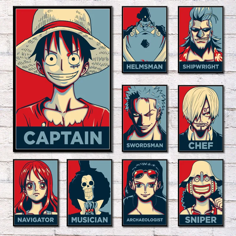 Prints Painting One Piece Wall Artwork Modular Canvas Japanese Anime Poster Picture Luffy Modern Home Decor Bedside Background | Дом и сад