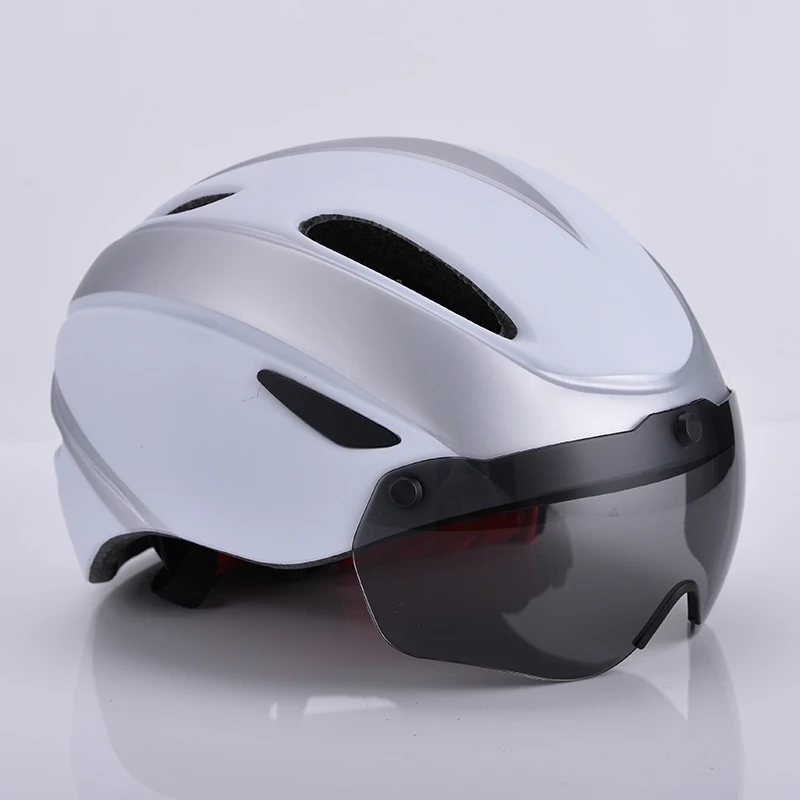YB 18 WHT NO4 5 велосипедный шлем козырек Солнцезащитные очки объектив со светодиодным светильник casco bicicleta MTB дорожный горный велосипед шлем велосипедные очки - Цвет: YB 18 WHT
