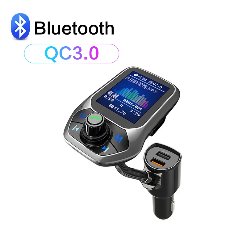 Автомобильный Bluetooth Hands-free Телефон цветной экран MP3 музыкальный плеер Bluetooth 3,0 приемник fm-передатчик двойной USB QC3.0 зарядное устройство