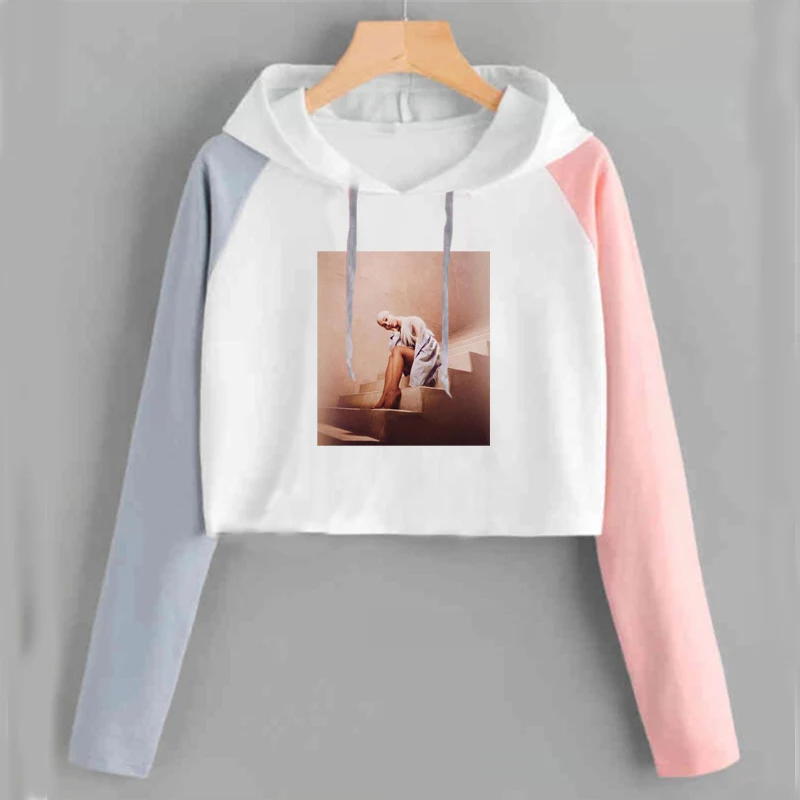 Ariana Grande Merch Thank U Next футболка женская розовая обрезная футболка подсластитель Тур нет слез слева плакать кольца семь футболка - Цвет: 14