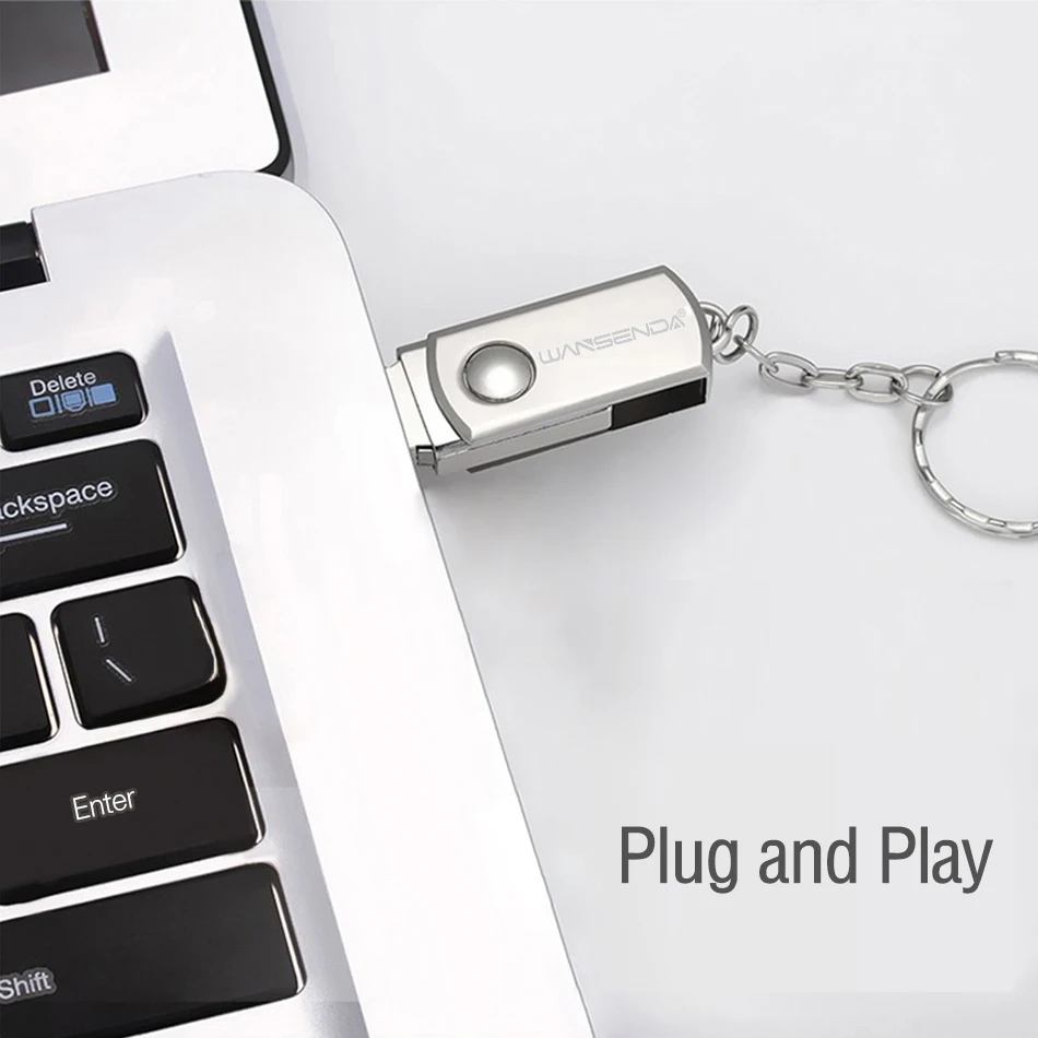 Горячая WANSENDA металлический USB флеш-накопитель, Вращающаяся ручка, 64 ГБ, 32 ГБ, 16 ГБ, 8 ГБ, брелок, флешка, USB 2,0, карта памяти
