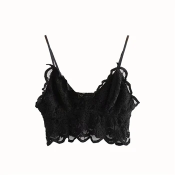 

Sexy black lace crop tops V neck adjustable straps camis sleeveless shirts ladies casual blusas