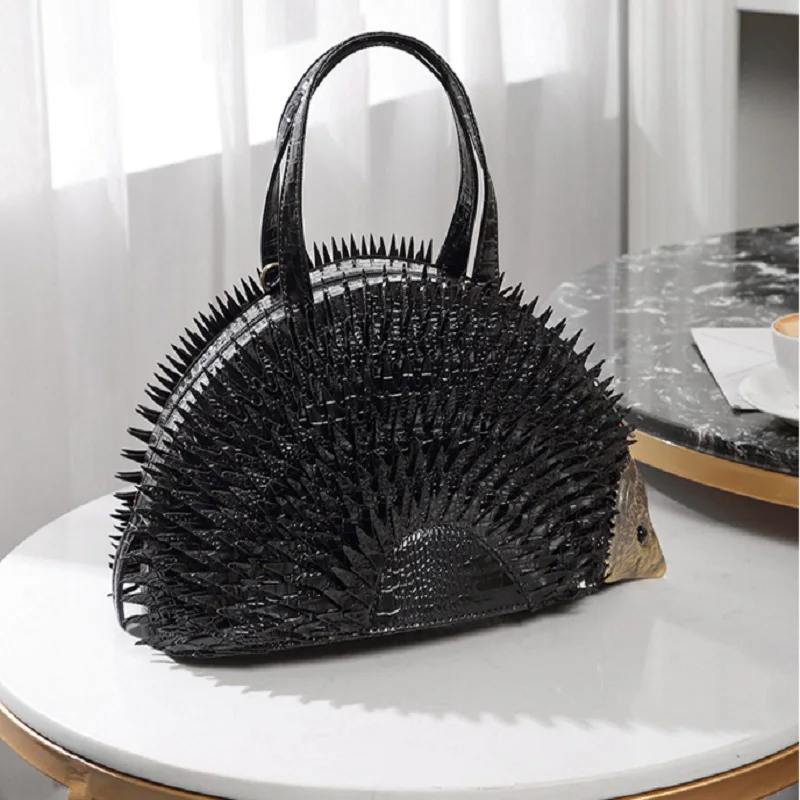Новая стильная сумка в форме ежика, Женская Индивидуальная сумка на одно плечо, высокое качество, искусственная кожа, большая емкость, женские сумки - Цвет: black