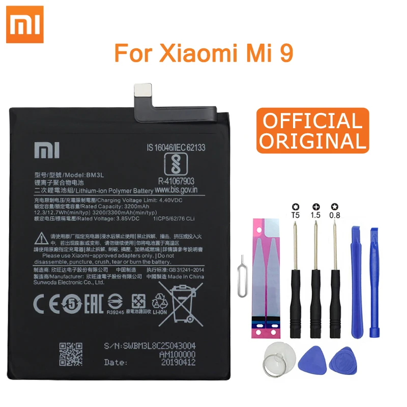 Аккумулятор для телефона Xiao mi BM3L 3200 мАч для Xiaomi mi 9 mi 9, высококачественные сменные батареи, розничная, посылка, бесплатные инструменты